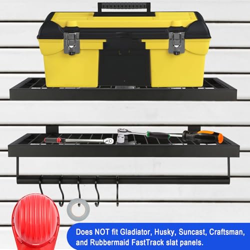 Slatwall Shelves, Slatwall Shelf, Slat Wall Accessories, Heavy Duty Storage Shelves, for Garage, Home,Retail Storage,110 lbs Load Capacity (2-Pack, Black)