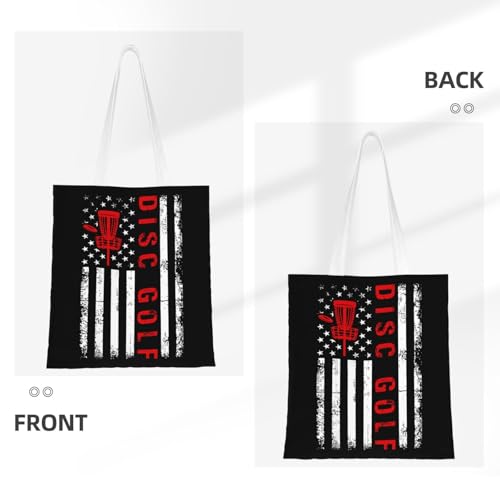 NIENIE American Flag Disc Golf Tote Bag for Women Shopping Bags Reusable Large Capacity Casual Shoulder Handbags DIY Gift Bags Cute Canvas Tote Bag