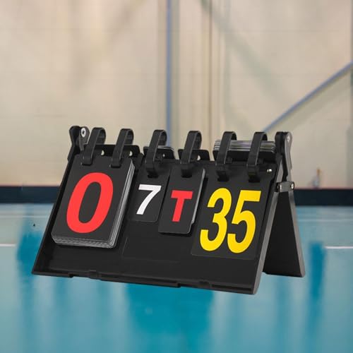 harayaa Basketball Scoreboard Tabletop Flip Match Scorekeeper Portable PVC Material Functional for Coaches Trivia Quizzes Suitable for Soccer Baseball Home