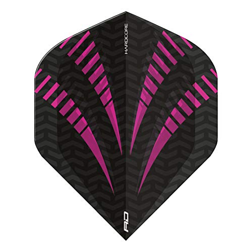 RED DRAGON Hardcore Radical Black & Purple Burst Extra Thick Standard Dart Flights - 4 Sets Per Pack (12 Dart Flights in Total)