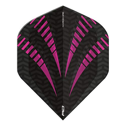RED DRAGON Hardcore Radical Black & Purple Burst Extra Thick Standard Dart Flights - 4 Sets Per Pack (12 Dart Flights in Total)