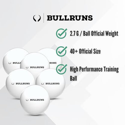 Bullruns Ping Pong Balls - 3-Star Table Tennis Balls| 2.7 Grams/Ball | High-Performance 40+ Size, ABS Training Balls | Ultimate Durability for All Games