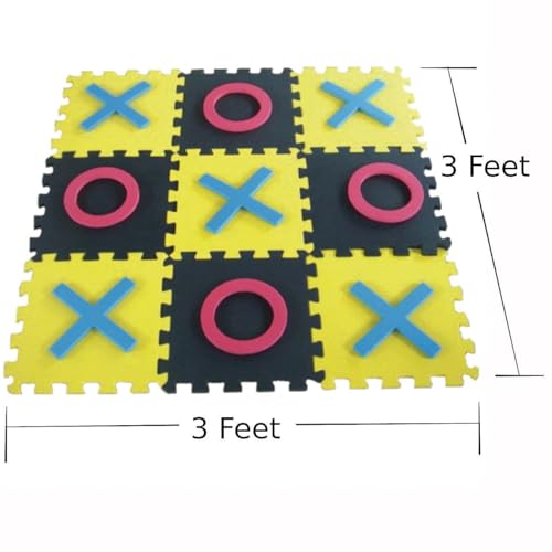 S&S Worldwide Jumbo Foam Tic-Tac-Toe. Connect Tiles to Create Huge 36" Sqaure Board Version of Classic Game. Includes 9 Board Tiles, 5 X's and 5 O's. Portable Fun for Kids and Adults.