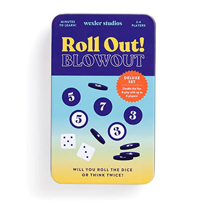 Galison Wexler Studios Roll Out! Blowout – Fun Dice and Checker Game for Adults and Kids Perfect for Travel and Family Game Night, 2-4 Players - style: Roll Out! Blowout