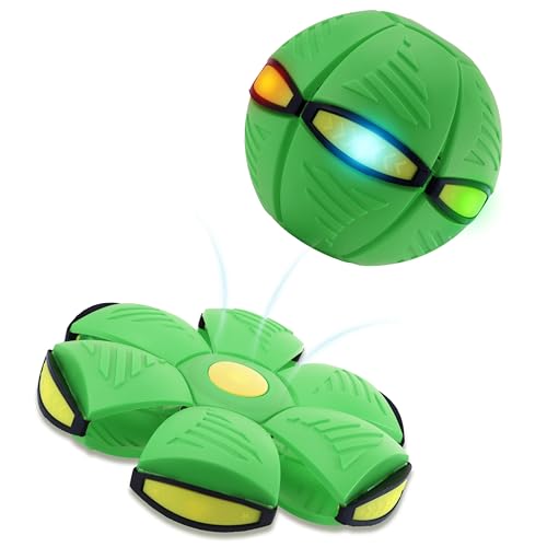 Magic Metaball, Magic Bouncing Ball, Magic Flying Saucer Interactive Pop-Up Transform Toy, Family Interaction Green Bouncy Ball, Collapsible Time Delay Frisbee Flying Disc Toy with 6 Light - color: Green