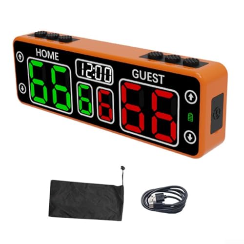 Rechargeable Electronic LED Scoreboard with ABS Housing, Magnetic Back and Wall/Table Mount Options, 6 Rubber and 4 Touch Buttons for Scoring and Timing, Up to 24 Hours Use(green)