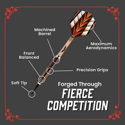 Shot Darts Soft Tip, Tribal Weapon 1 Series19g, 90% Tungsten Barrels, Front Weighted with Precision Grips, Professional Dart Set and Flights Made in New Zealand, Plastic Tip Bar Darts