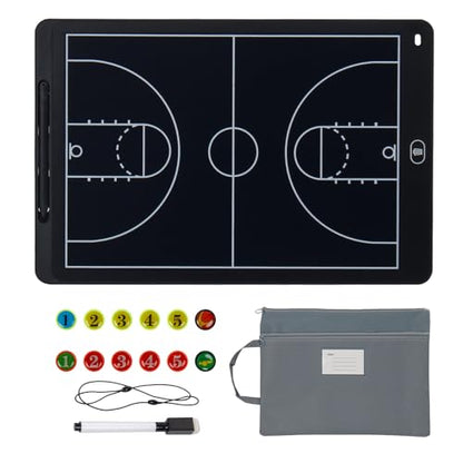 Magnetic LCD Basketball Coaching Board, 15 Inch Electronic Tactical Lineup Board Set with Stylus Pen, Dry Erase Markers and Carry Bag for Basketball Training, Game Strategy and Team Coaching