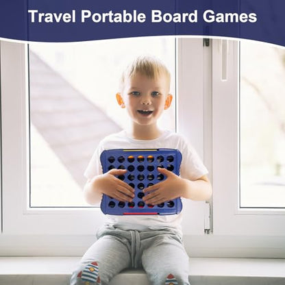 4 in a Row Connect Game, Travel Board Games for Kids Adults, Get 4 in a Row to Win - 9 x 7.4 inches（Blue） - color: Blue