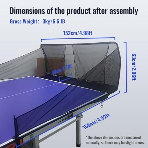 PONGBOT Table Tennis Ball Catch Net, Ping-Pong Ball Recycling Net, Durable Ball Collector for Solo Training, for Tables with Sides Under 3 Inches