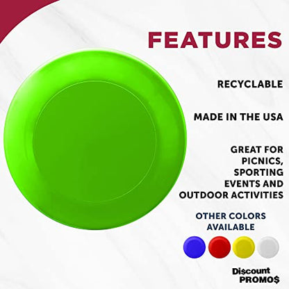 DISCOUNT PROMOS Frisbee Flying Discs in Bulk, 9.25 in. Fun Family Beach Game - color: Blank - Neon Green, size: 10 flying discs