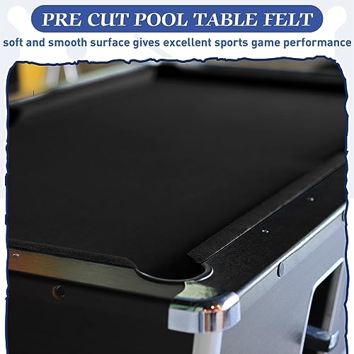 Mixweer Billiard Cloth for 8 ft Pool Table Pre Cut Felt with 6 Cloth Strips and 6 Pool Table Rubber Bumpers for Bars, Clubs, Hotels Replacement - color: Black