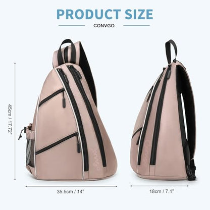 Pickleball Bag for Women Men, Adjustable Pickleball Backpack, 2 in 1 Sports Sling Bag for Pickleball Tennis - color: Pink