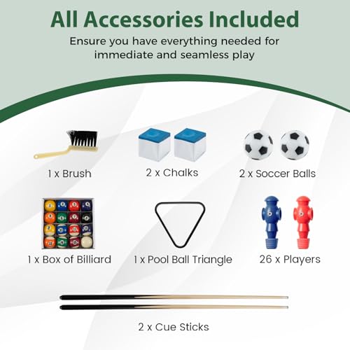 GYMAX Multi Game Table, 48 Inch Foosball & Billiards 2 in 1 Swivel Combo Game Table with 2 Balls, Space-Saving Design for Family Night, Game Room, Party
