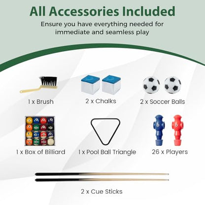 GYMAX Multi Game Table, 48 Inch Foosball & Billiards 2 in 1 Swivel Combo Game Table with 2 Balls, Space-Saving Design for Family Night, Game Room, Party