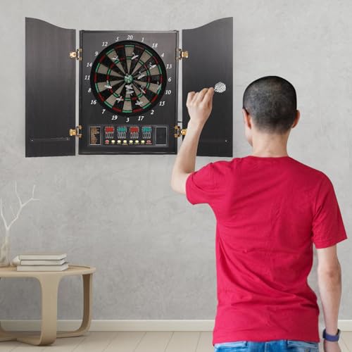 Electronic Dart Board, Soft Tip Dartboard Set, Digital Electric Dart Boards with Colorful LED,Dartboard Cabinet