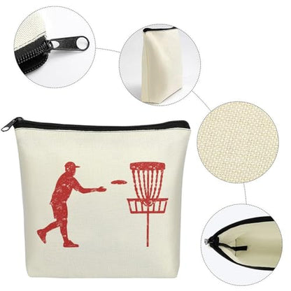 Disc Golf Icon Basket Makeup Bag Travel Cosmetic Organizer Flax Toiletry Purse Make Up Bags