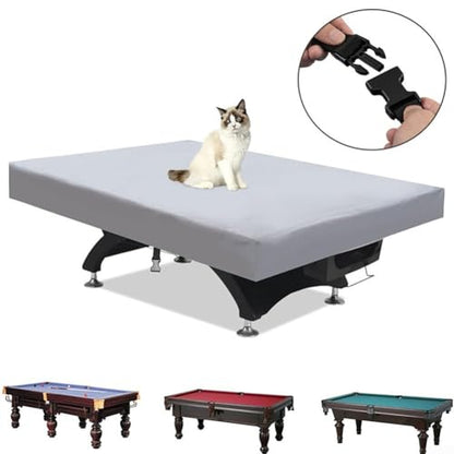 Waterproof 210D Oxford Billiard Pool Table Cover, with Adjustable Drawstring for 7ft 8ft 9ft Tables, All-Weather Dustproof/Snow Protection, Fits Most Snooker, Pool Tables, Outdoor Furniture(grey 9FT) - size: grey 9FT