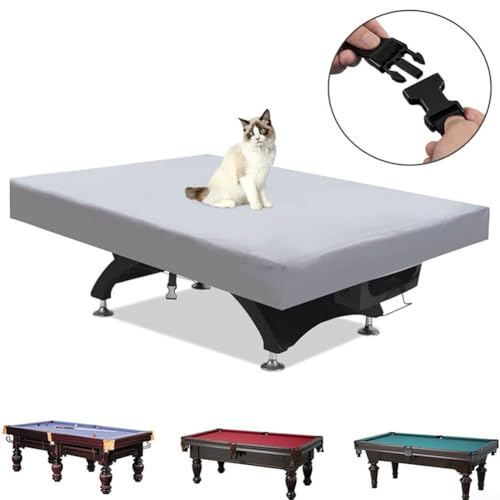 Waterproof 210D Oxford Billiard Pool Table Cover, with Adjustable Drawstring for 7ft 8ft 9ft Tables, All-Weather Dustproof/Snow Protection, Fits Most Snooker, Pool Tables, Outdoor Furniture(grey 9FT) - size: grey 9FT
