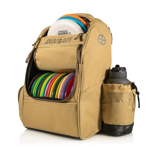 Innova Adventure Pack Disc Golf Backpack – Holds 25 Discs – Includes Mini, Disc Golf Bag - color: Sand/Coffee
