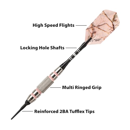 Fat Cat Realtree APC Pink Camo Soft Tip Darts with Storage/Travel Case, 16 Grams