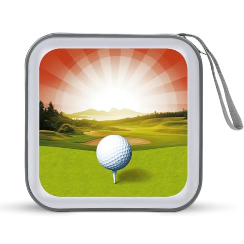 Golf Sport DVD Storage Bags with Zipper, CD Portable Case Holder with Handles, Large Storage Stackable Media Binder for Travel, Cabinet, Home, Office, Car