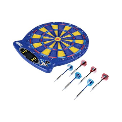 Sonic The Hedgehog Electronic Dartboard Set with Digital Scoring, Multiple Game Modes, LED Display, Soft Tip Darts Included, Indoor Family Game for Adults & Kids