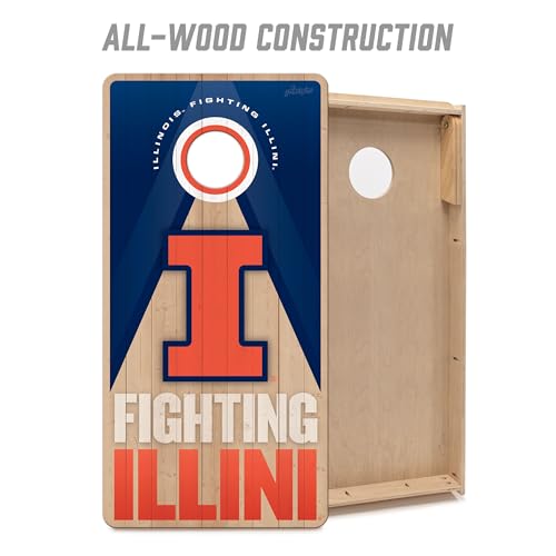 YouTheFan NCAA 2' x 4' Slogan Series Professional Wood Cornhole Game with Logo Bags - color: Illinois Fighting Illini