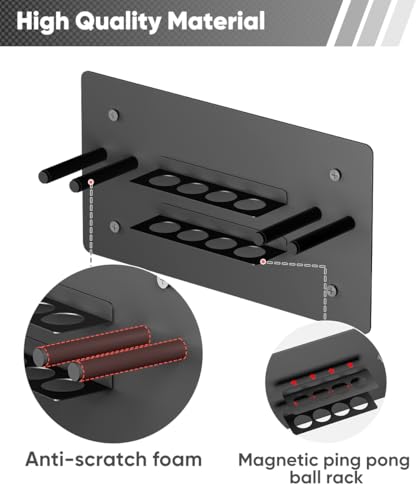 Ping Pong Paddle Holder, Wall Mounted Metal Magnetic Table Tennis Storage Rack Holds - size: 2-Tier