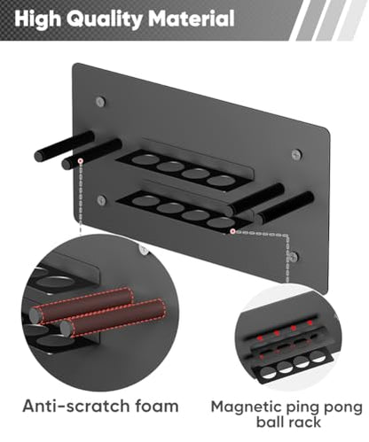 Ping Pong Paddle Holder, Wall Mounted Metal Magnetic Table Tennis Storage Rack Holds - size: 2-Tier