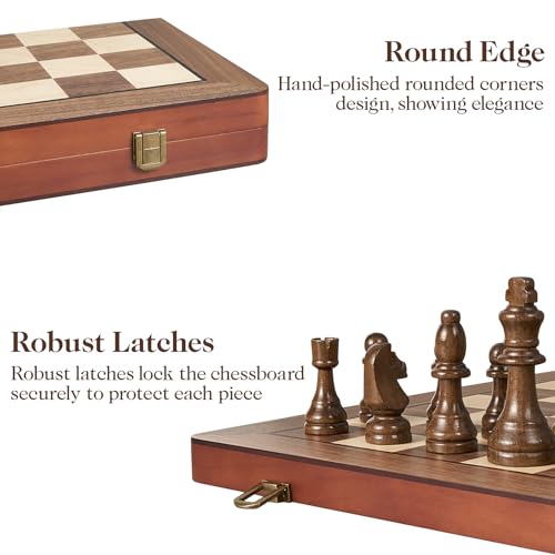 17" Magnetic Wooden Chess Set for Adults Kids, Chess Board Games with Magnetic Pieces & Extra Queens, Folding Portable Travel Large Unique Chess Sets for Tournament Professional Beginner - size: 17 Inches