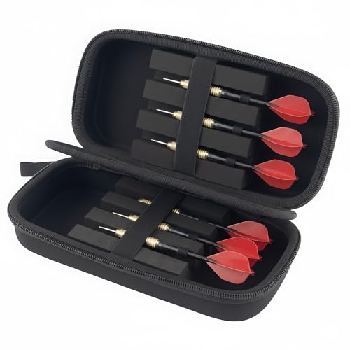 Dart Case for 6 Steel Tip Darts and 3 Flights, Hard Shell Storage Box with Foam Insert and Zipper, Portable Dart Holder for Travel and Competition