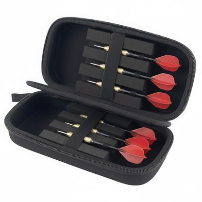 Dart Case for 6 Steel Tip Darts and 3 Flights, Hard Shell Storage Box with Foam Insert and Zipper, Portable Dart Holder for Travel and Competition