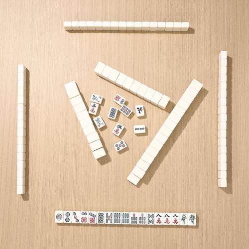 Angoily Mini Mahjong Tile Set, Portable Travel Chinese Melamine Mahjong Game with 146 Tiles Carrying Case, for Beginner Players, Family Gatherings, Valentine's Day, Party Entertainment