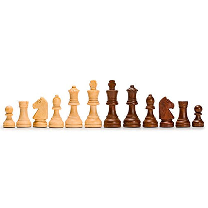 Husaria Staunton Tournament No. 5 Chessmen with 2 Extra Queens and Wooden Box, 3.5-inch Kings - color: Walnut