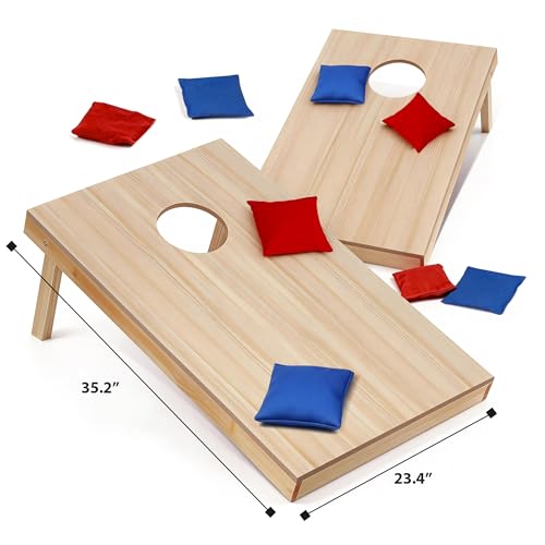 Nova Microdermabrasion 4x2Ft or 3x2Ft Solid Wood Cornhole Game Board with 8 Bean Bags and Carrying Case for Outdoor Yard Beach Lawn Party Backyard