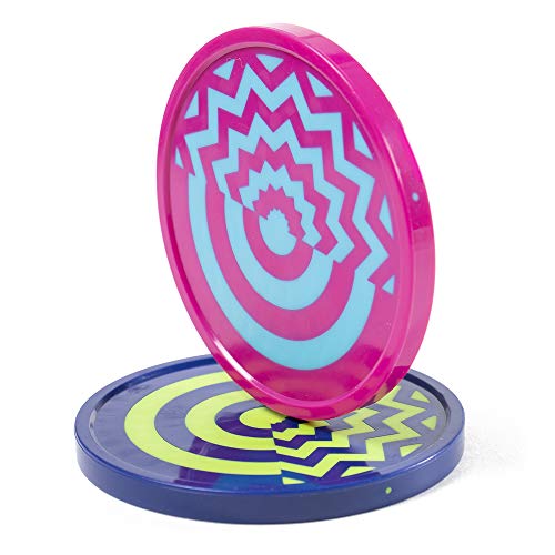 Vivid Two-Tone Air Hockey Pucks (2-Pack) | Wear-Proof Molded Psychedelic Patterns and Designs | Large 3.25-inch Pucks for Standard Air Hockey Tables | Perfect Addition to Game Rooms and Arcades