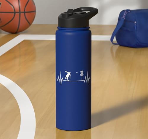Disc Golf Frisbee Midrange Heartbeat Set Gift Putter Stainless Steel Insulated Water Bottle - color: Royal Blue
