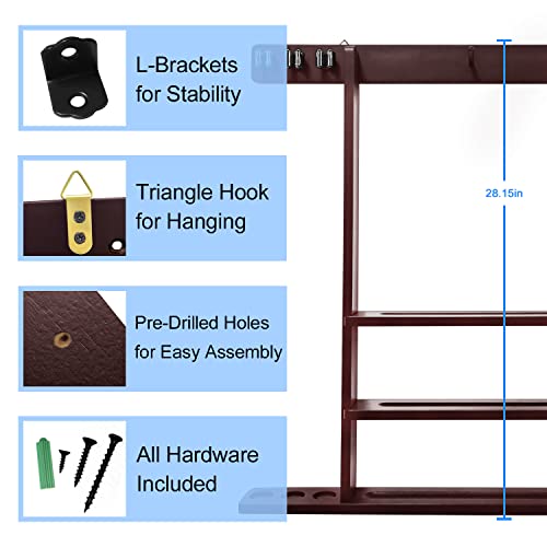 Pool Stick Holder Cue Stick Holder Wall Mount Billiard Cue Racks Holds Billiards Accessories for Billiard Room,Bar Room,Game Room（Mahogany） - color: Mahogany