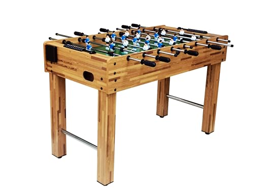 48” Foosball Table, Indoor Soccer Table Game with Steel Rods for Adults & Kids, Wooden Football Table for Family Game Room, Man Cave, Finished in MDF - color: Wood