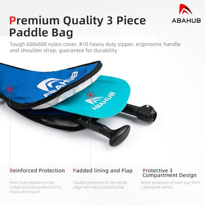 Abahub 1 x 3 Section Carbon Fiber SUP Paddle, Adjustable 67''-86'' Stand Up Paddle Lightweight Carbon Shaft, Black/Blue/Yellow/Green/Orange/Red Plastic Blade + Paddle Bag - color: Teal-SUP Paddle