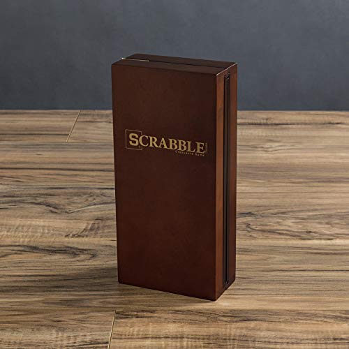 Scrabble Deluxe Travel Edition by WS Game Company | Compact Travel Game Set | Wooden Case with Hidden Storage, Raised Letter Tile Grid, and Magnetic Closure | Scrabble Board Game for 2-4 Players