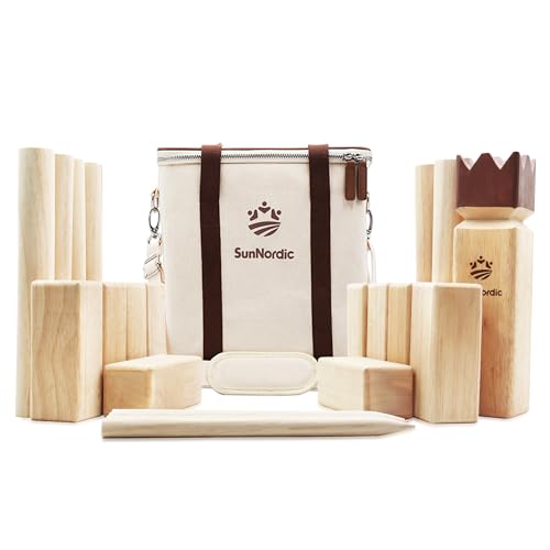 SunNordic Kubb Yard Game Set, Garden Rubber Wood Outdoor Tossing Game with Canvas Carry Bag, Giant Viking Outdoor Chess Game for Kids, Adults & Backyard Lawn - color: Classic (Garden), style: Garden Grade