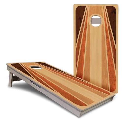 Cornhole Solutions PRO Tournament Cornhole Boards – Regulation 4ft x 2ft Professional Set – 3/4" Baltic Birch Plywood – Folding Legs, Built-in Handles – Corn Hole Game Set - color: Retro Wood