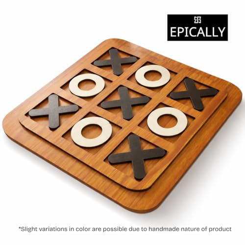 Wooden Tic Tac Toe Game for Kids (8"X8") | Wood XOXO Table Games -Birthday Return Gift, Xo X o Puzzle Board Game for Adults- Useful, Small Mini, Office| X and O Indoor Café Game Zone