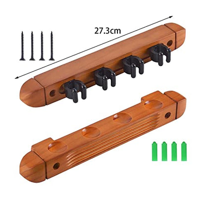 Pool Cue Rack Claw, Billiard Cue Rest, Wooden Storage Stand, Wall Mounted 4 Pool Billiard Rods Holder, Wall Rack with 4 Cue Clips for Game Room - color: Yellow