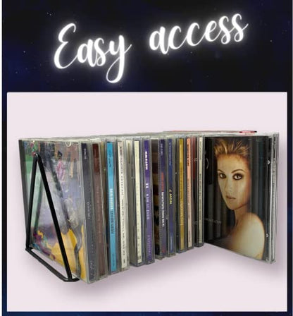 Record-Happy CD Storage Rack Organizer Stand - Compact Disc Holder Display Shelf for CDs, DVDs and Video Games, Holds 18 Jewel Cases - Practical and Functional Wire Metal CD Case Holder (Black, 1)