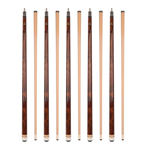 ASKA Set of Wrapless 2-Piece Billiard Pool Cue Sticks L3, 58" Hard Rock Canadian Maple, 13mm Hard Leather Tip, Choice of Colors - style: 5 Brown