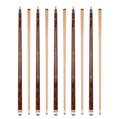 ASKA Set of Wrapless 2-Piece Billiard Pool Cue Sticks L3, 58" Hard Rock Canadian Maple, 13mm Hard Leather Tip, Choice of Colors - style: 5 Brown