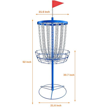 NQV PRO Disc Golf Basket,Heavy Duty 24 Chain Portable Target with Transit Bag, Outdoor/Indoor - size: 52in-Blue